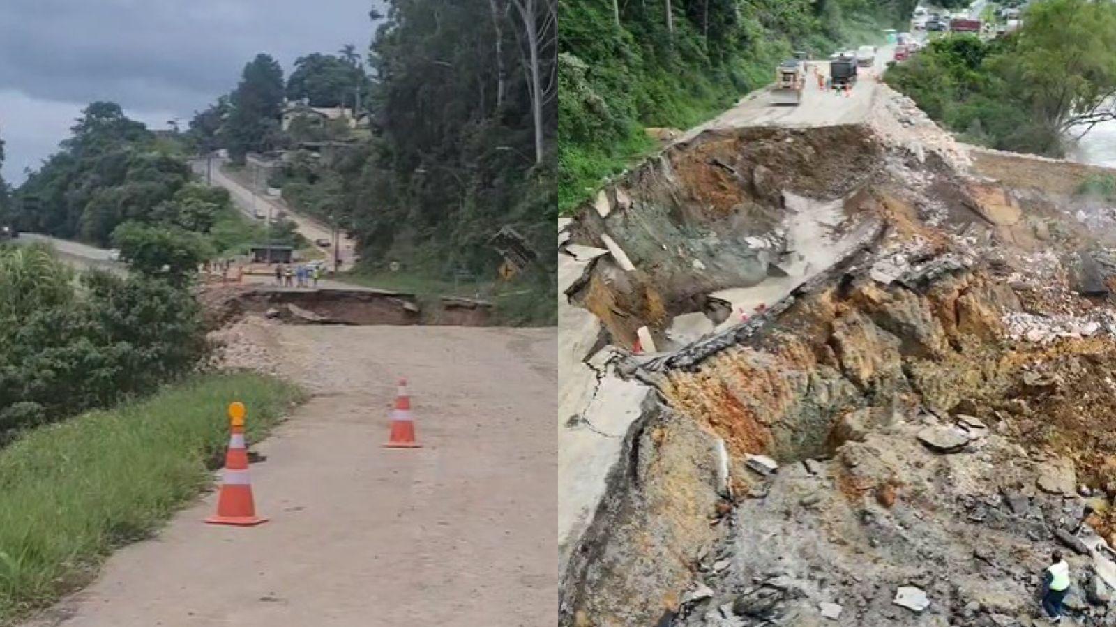 Dois desmoronamentos são registrados no mesmo dia na BR-470 em Rio do Sul