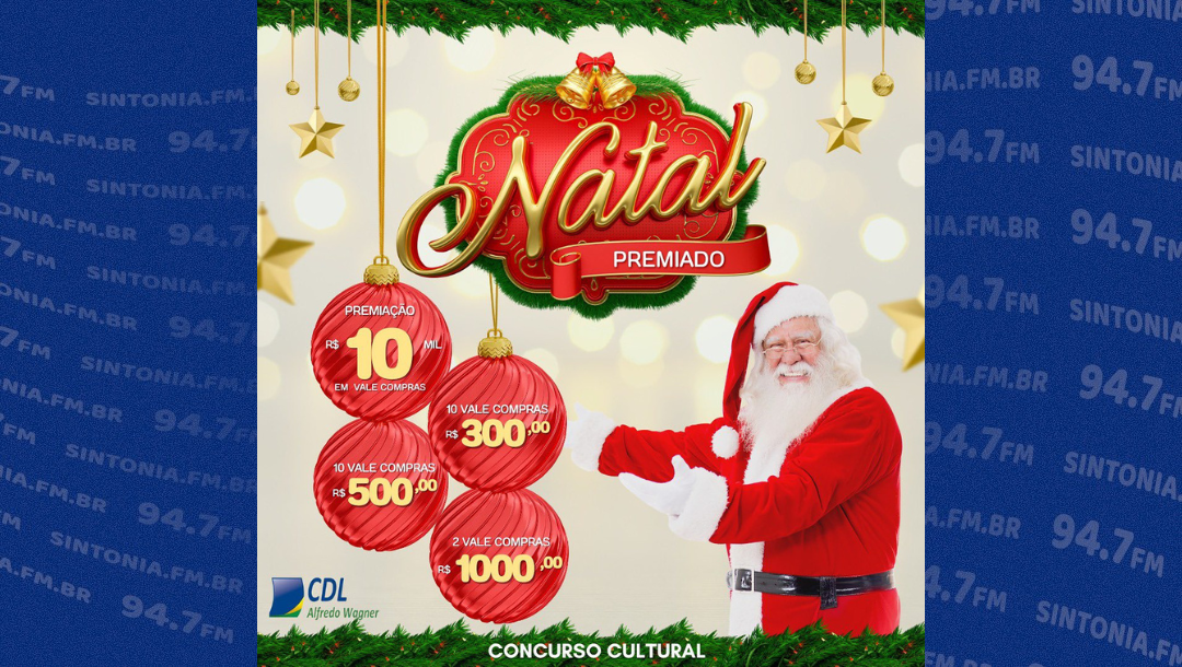 Show de prêmios da CDL de Alfredo Wagner irá sortear R$ 10 mil em compras
