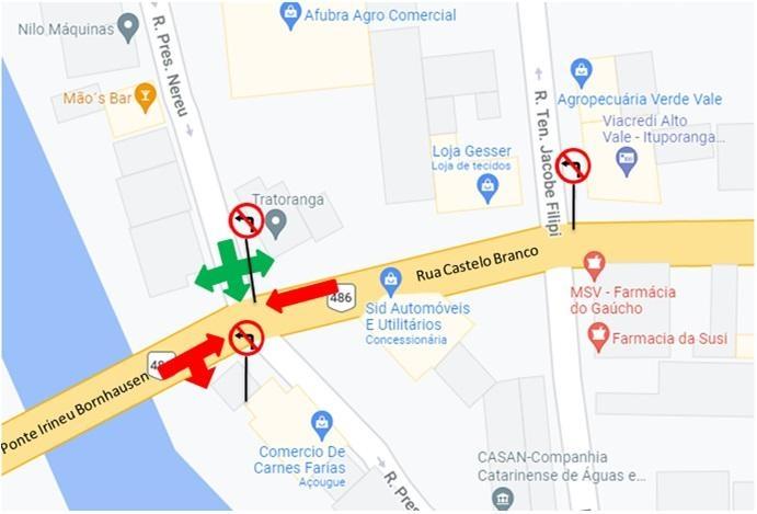 Sinaleira da Ponte Irineu Bornhausen passa a operar em dois tempos em Ituporanga