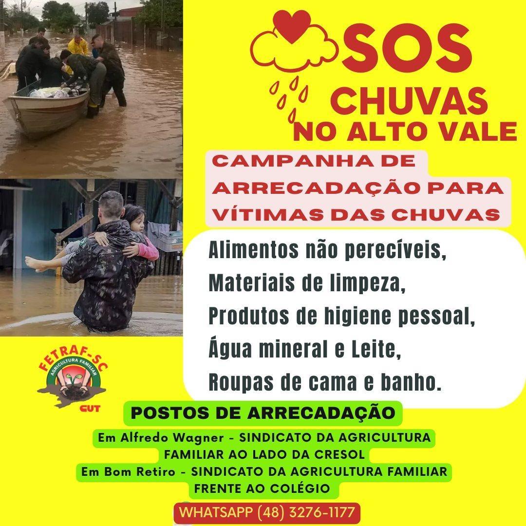 Sindicato De Alfredo Wagner é ponto de arrecadação de donativos para atingidos pelas enchentes 