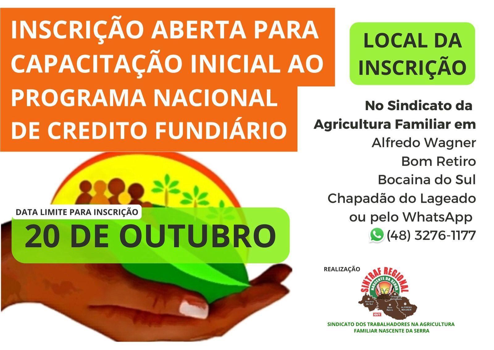 Sindicato Nascente da Serra promove capacitação sobre o Programa Nacional de Crédito Fundiário em Alfredo Wagner