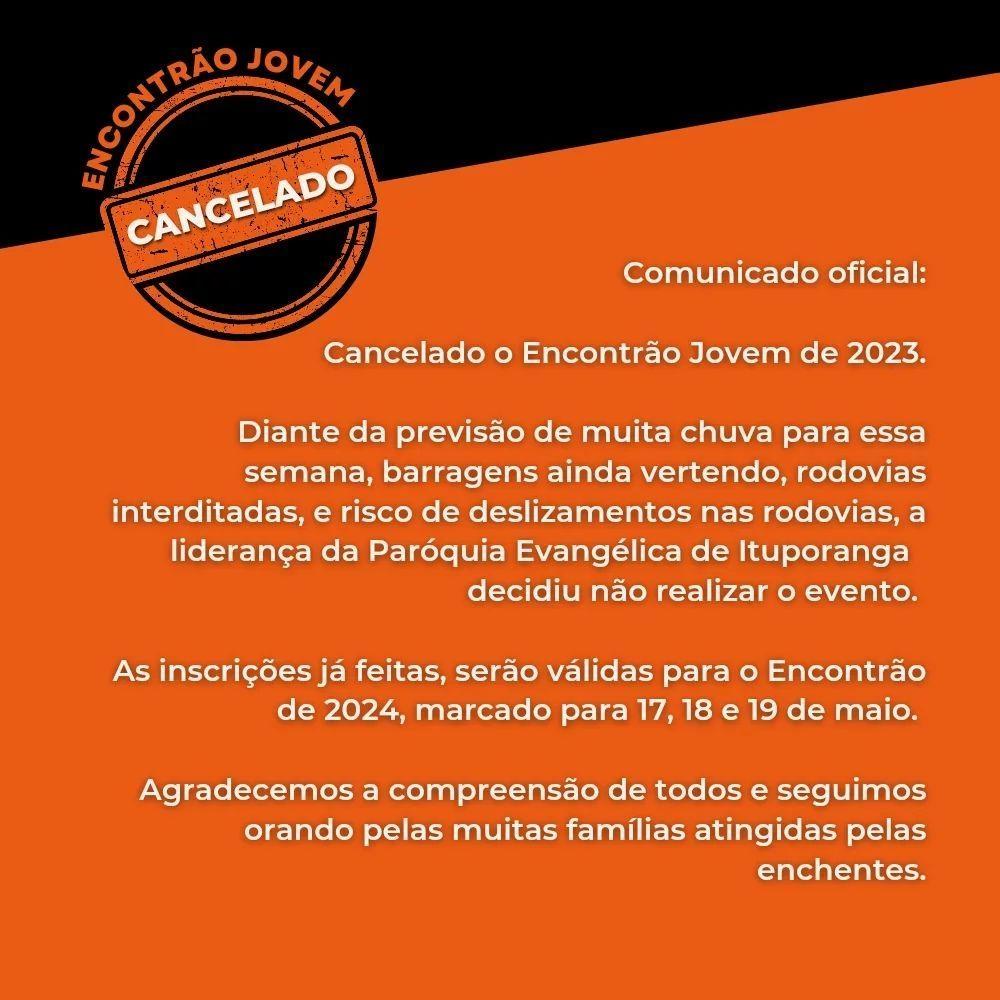 Tradicional Encontrão Jovem de Ituporanga é cancelado