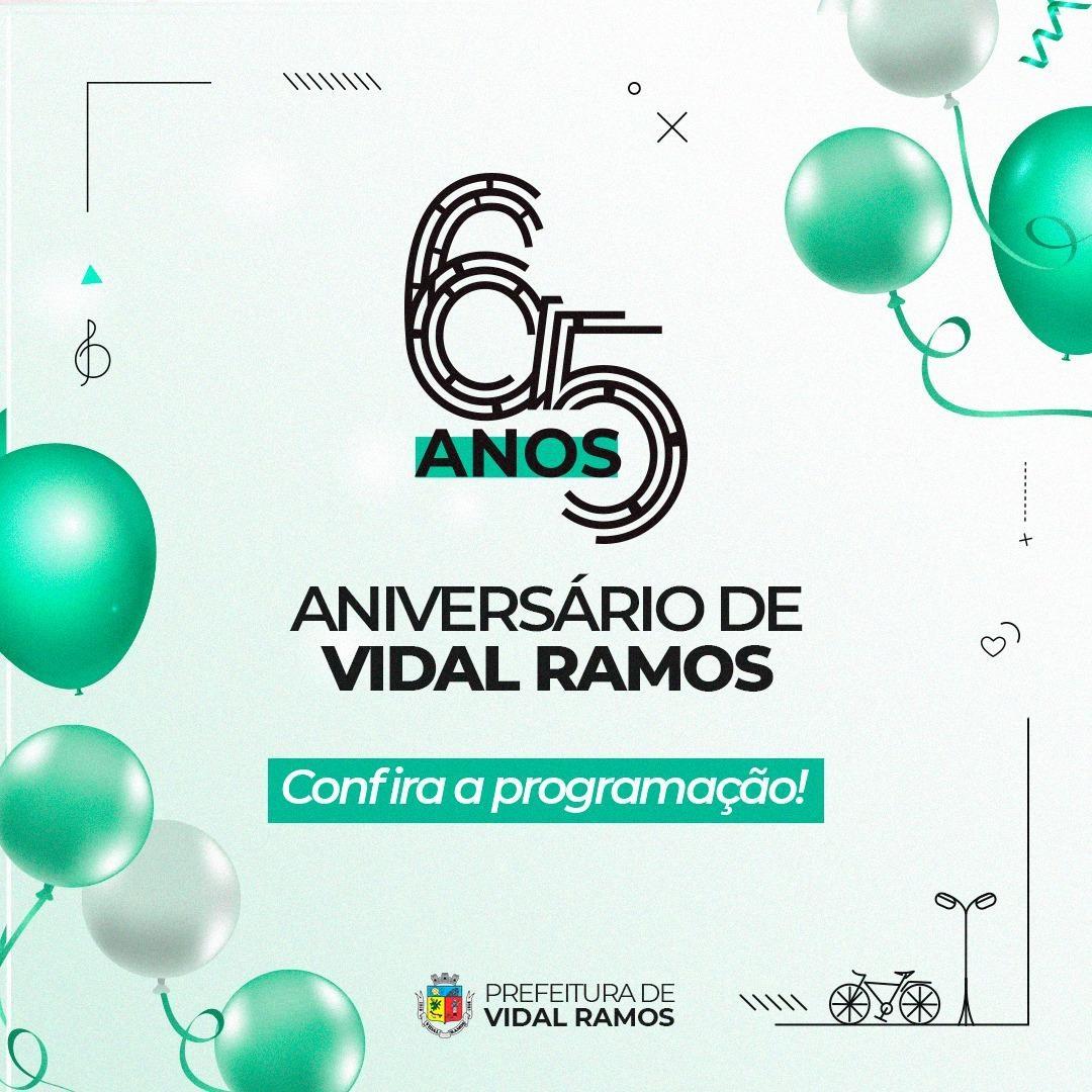 Vidal Ramos completa 65 anos na próxima semana; administração prepara programação especial