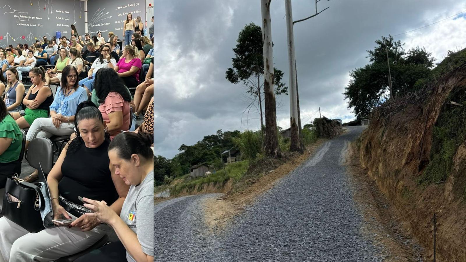 Vidal Ramos intensifica obras no interior e capacita professores da rede municipal